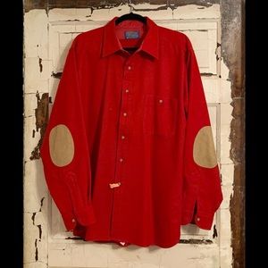 Red Pendleton XL Button-down w/ Leather Elbows.